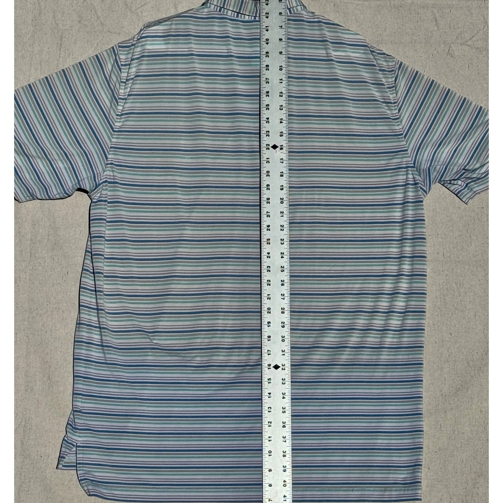 Peter Millar Scotty Cameron Summer Comfort Striped Polo Shirt Mens XL Blue Green - Picture 4 of 10